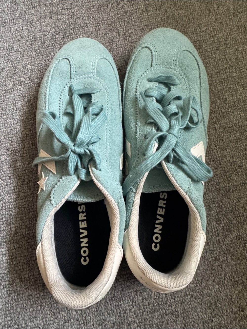 Converse All Star Trainers Suede Sneakers in Mint Green and White